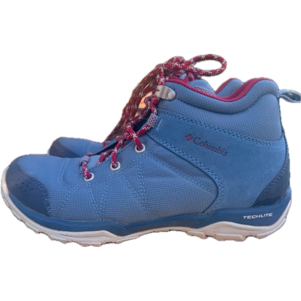 Columbia Women's Fire Venture Mid Textile Hiking Boots Blue/Red Waterproof 8.5